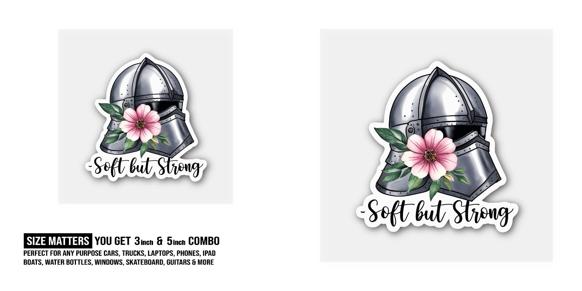 Soft but Strong Sticker, Waterproof Vinyl Decal Sticker Indoor Or Outdoor 2 (Pieces) 3" and 5"