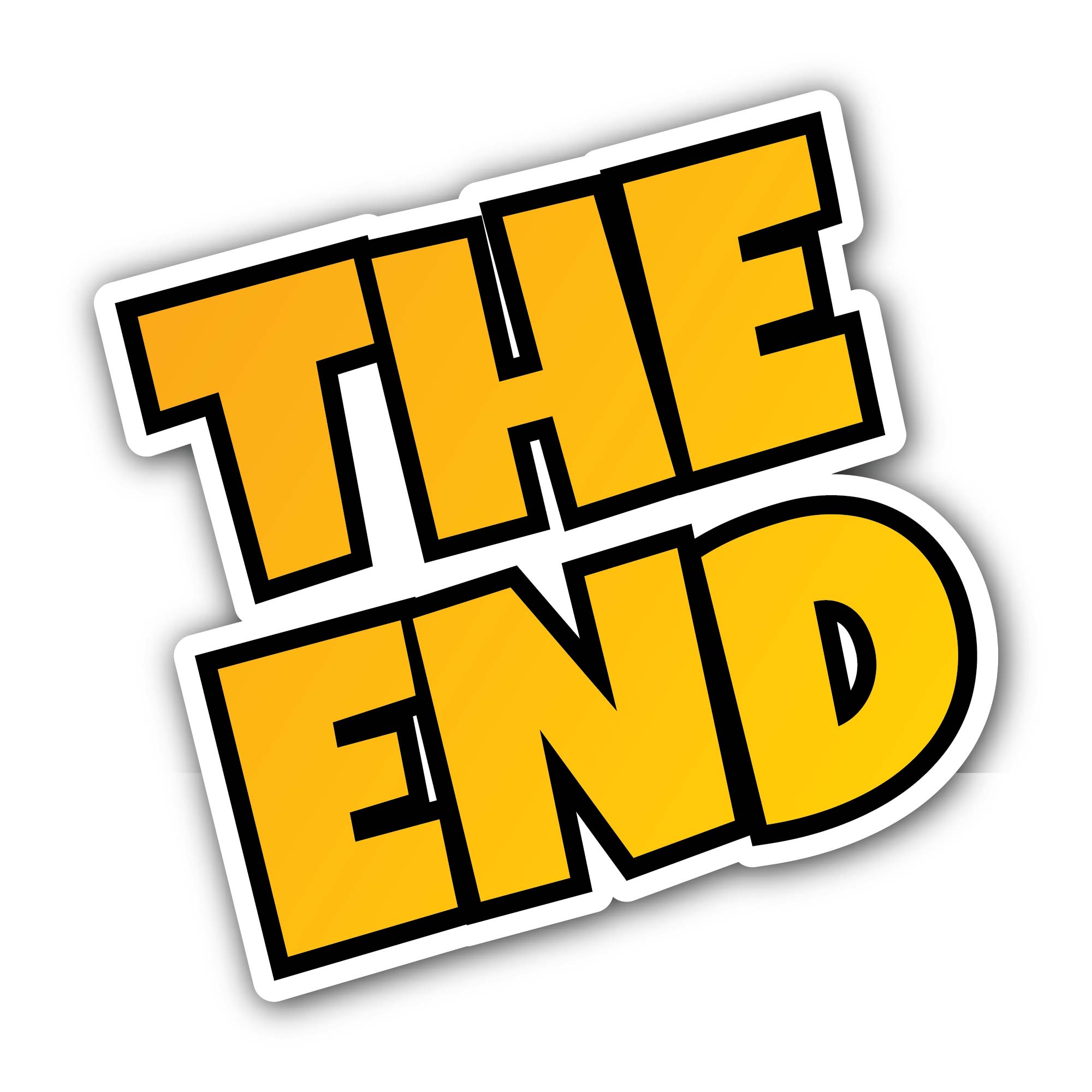 The End Text Sticker, Waterproof Vinyl Decal Sticker Indoor Or Outdoor 2 (Pieces) 3" and 5"