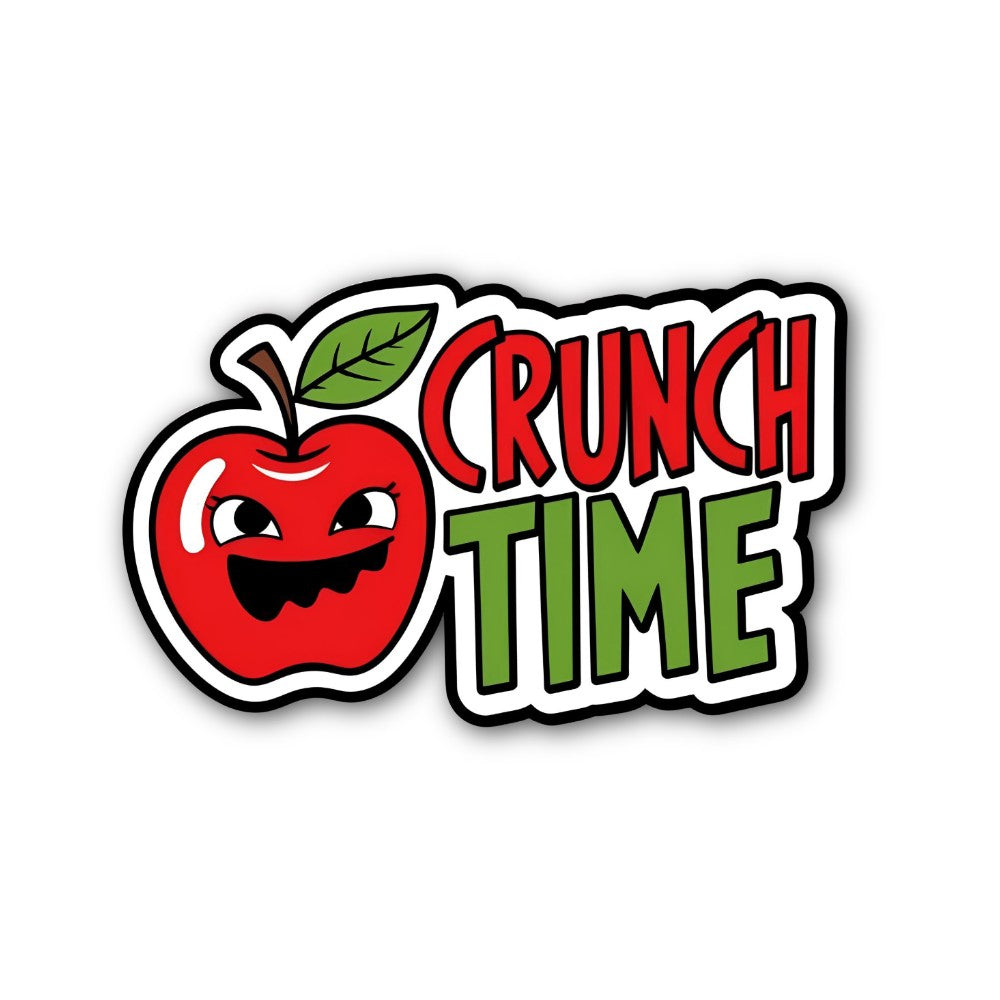 Crunch Time Apple  Sticker, Waterproof Vinyl Decal Sticker Indoor Or Outdoor 2 (Pieces) 3" and 5"