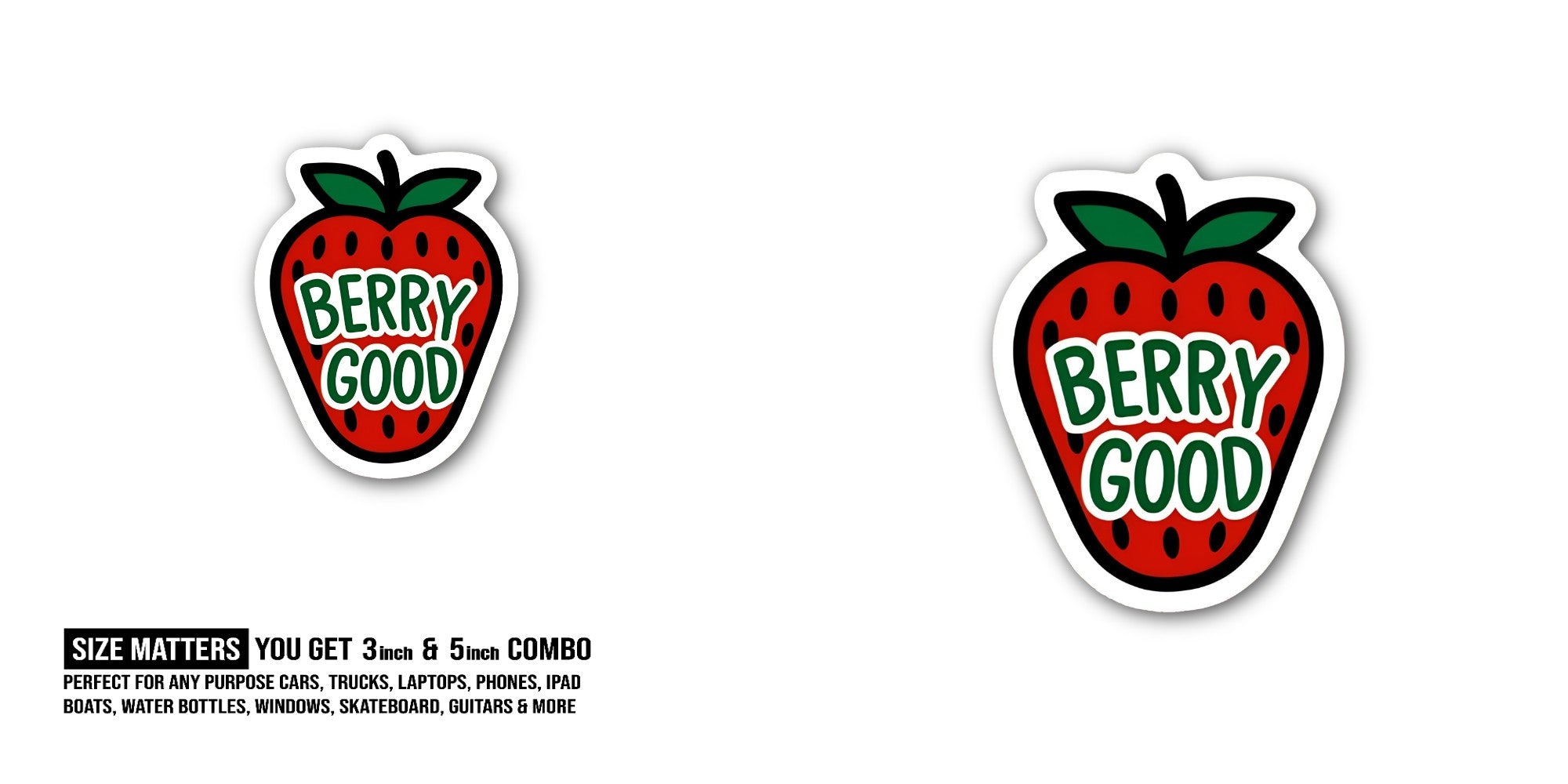 BERRY Sticker, Waterproof Vinyl Decal Sticker Indoor Or Outdoor 2 (Pieces) 3" and 5"