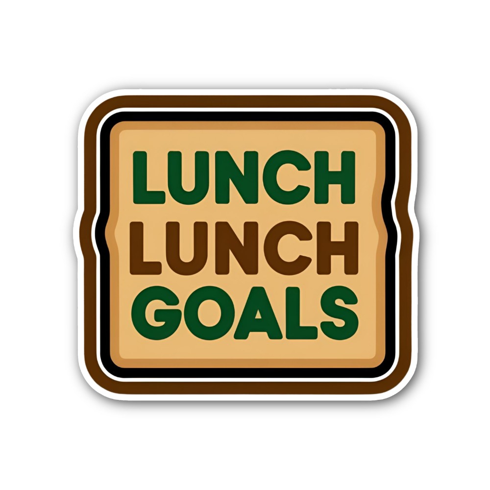 LUNCH LUNCH GOAL Sticker, Waterproof Vinyl Decal Sticker Indoor Or Outdoor 2 (Pieces) 3" and 5"