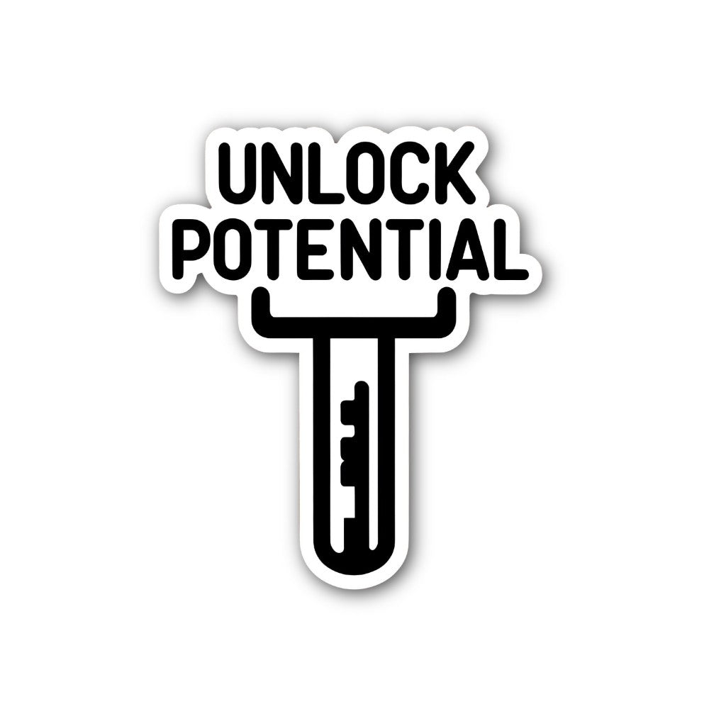 UNLOCK POTENTIAL Sticker, Waterproof Vinyl Decal Sticker Indoor Or Outdoor 2 (Pieces) 3" and 5"