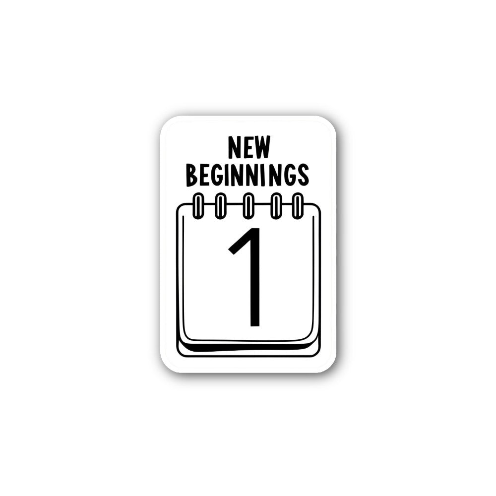 NEW BEGINNINGS Sticker, Waterproof Vinyl Decal Sticker Indoor Or Outdoor 2 (Pieces) 3" and 5"