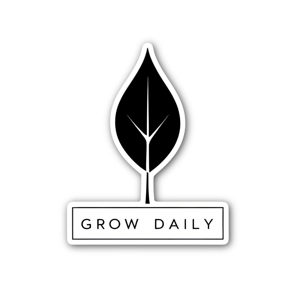 GROW, DAILY Sticker, Waterproof Vinyl Decal Sticker Indoor Or Outdoor 2 (Pieces) 3" and 5"