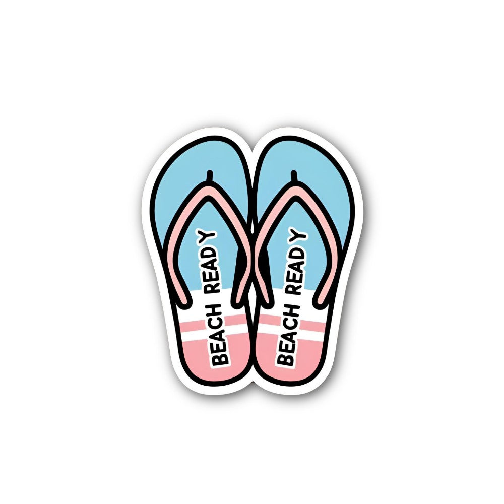 BEACH READY Sticker, Waterproof Vinyl Decal Sticker Indoor Or Outdoor 2 (Pieces) 3" and 5"