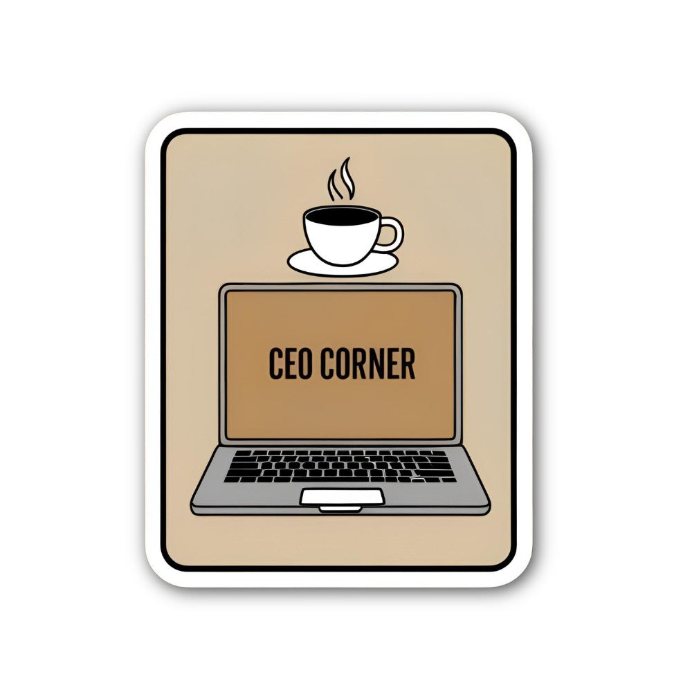 CEO CORNER  Sticker, Waterproof Vinyl Decal Sticker Indoor Or Outdoor 2 (Pieces) 3" and 5"