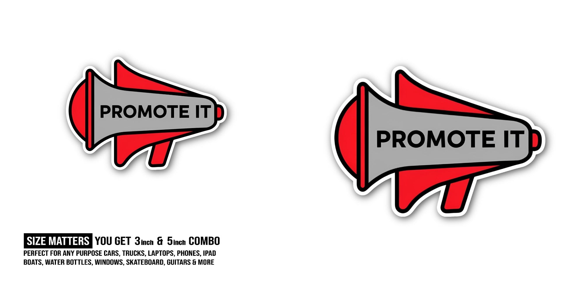 PROMOTE It Sticker, Waterproof Vinyl Decal Sticker Indoor Or Outdoor 2 (Pieces) 3" and 5"