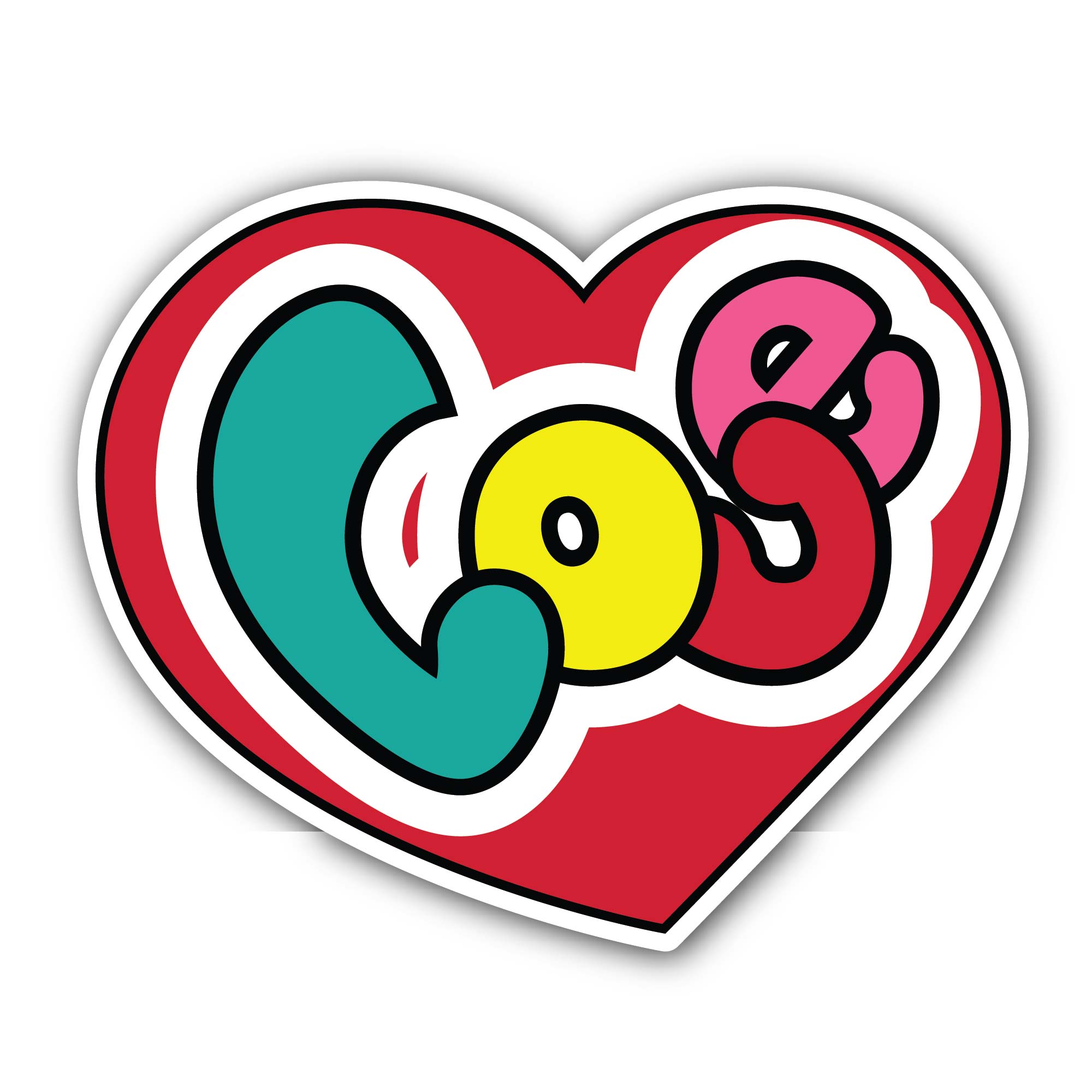 Love Heart Sticker, Waterproof Vinyl Decal Sticker Indoor Or Outdoor 2 (Pieces) 3" and 5"