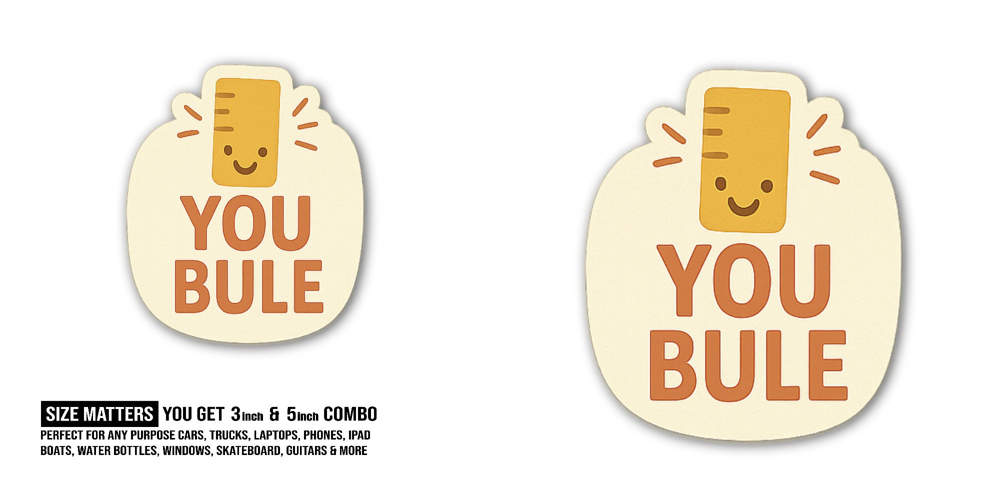 Cute YOu Bule Sticker, Waterproof Vinyl Decal Sticker Indoor Or Outdoor 2 (Pieces) 3" and 5"