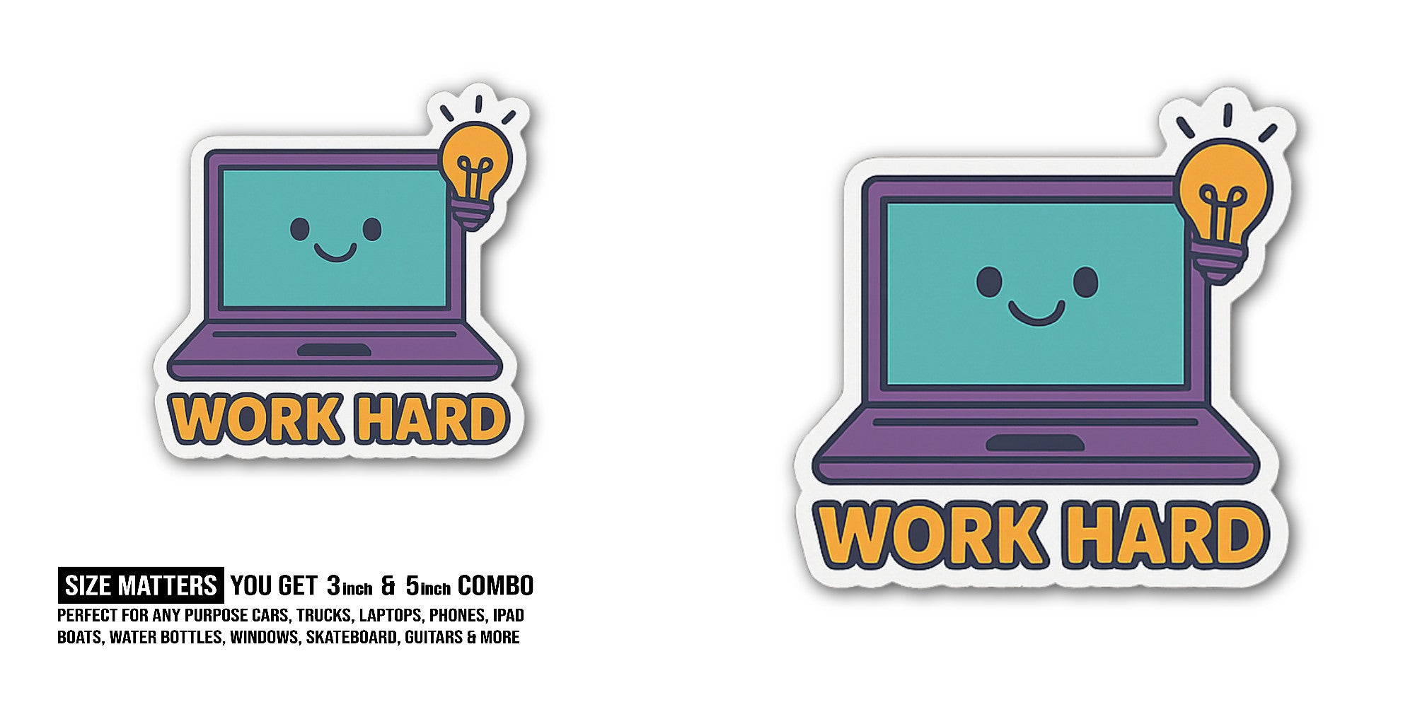 Cute Laptop Sticker, Waterproof Vinyl Decal Sticker Indoor Or Outdoor 2 (Pieces) 3" and 5"
