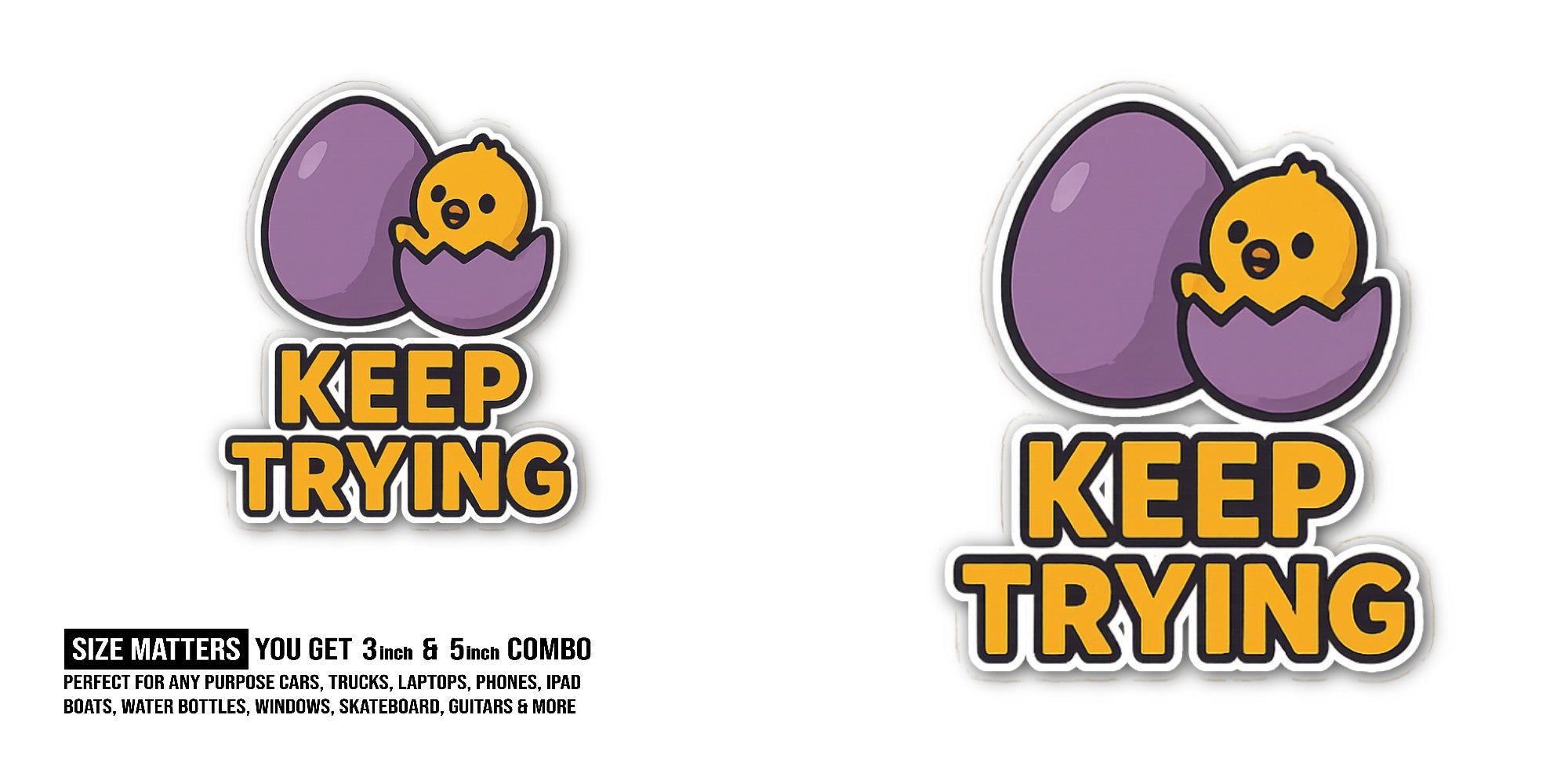Cute Duck Sticker, Waterproof Vinyl Decal Sticker Indoor Or Outdoor 2 (Pieces) 3" and 5"
