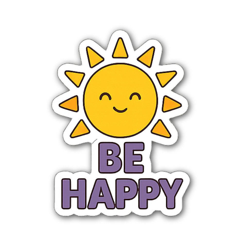 Happy Sun Sticker, Waterproof Vinyl Decal Sticker Indoor Or Outdoor 2 (Pieces) 3" and 5"