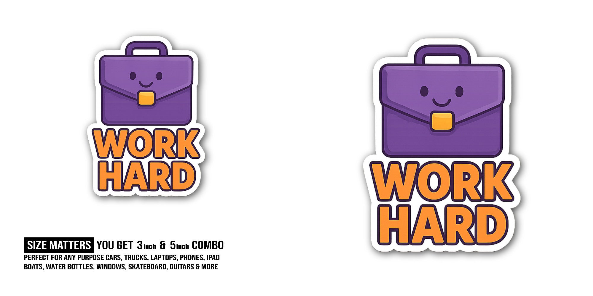 Purple Office bag Sticker, Waterproof Vinyl Decal Sticker Indoor Or Outdoor 2 (Pieces) 3" and 5"