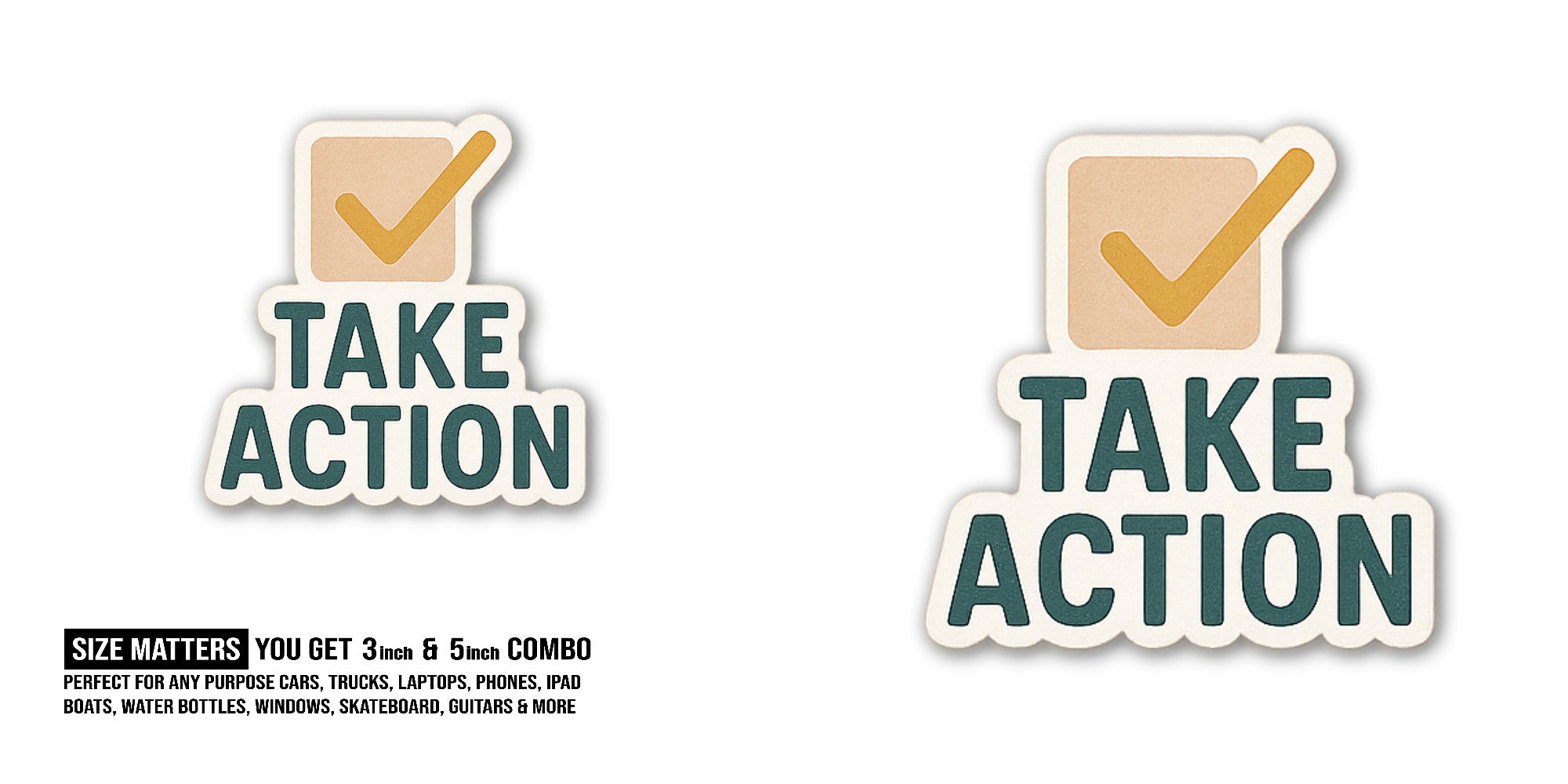 Action Sticker, Waterproof Vinyl Decal Sticker Indoor Or Outdoor 2 (Pieces) 3" and 5"
