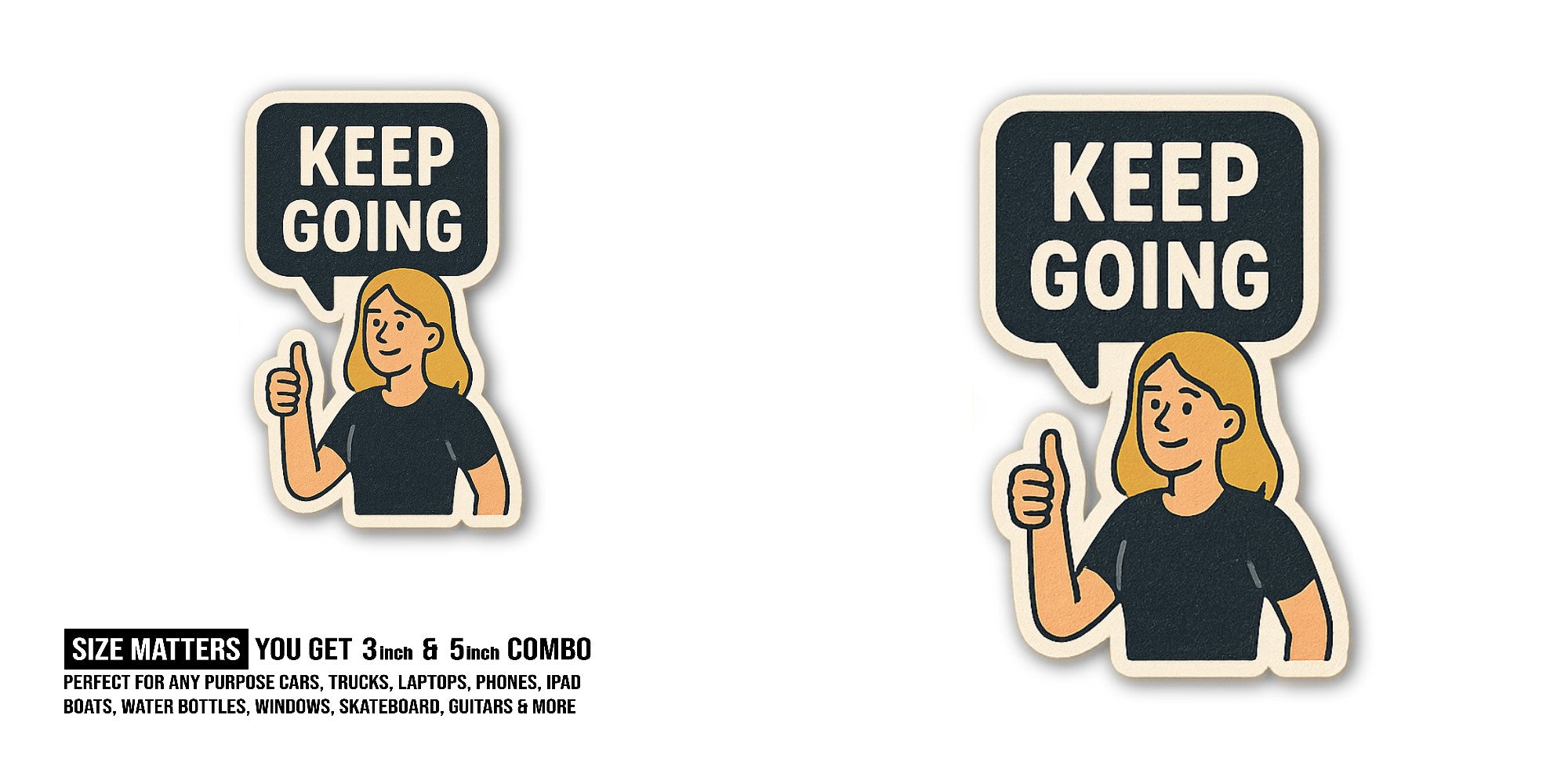 Young smiling girl Sticker, Waterproof Vinyl Decal Sticker Indoor Or Outdoor 2 (Pieces) 3" and 5"