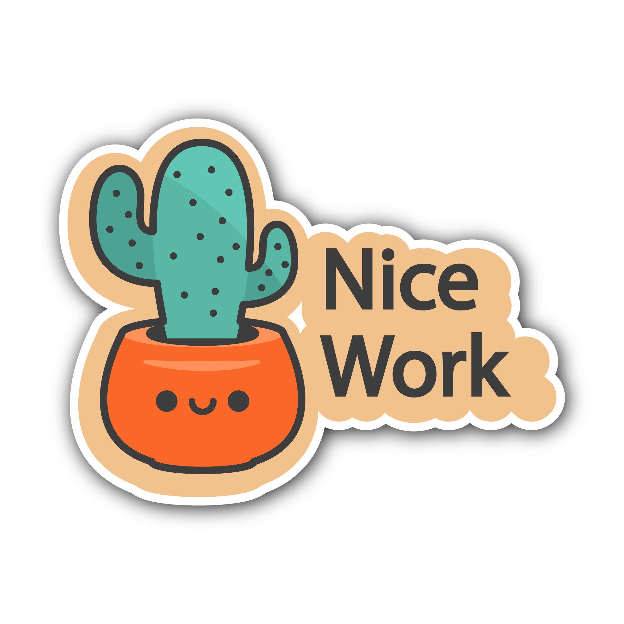 Nice Work Text  Sticker, Waterproof Vinyl Decal Sticker Indoor Or Outdoor 2 (Pieces) 3" and 5"