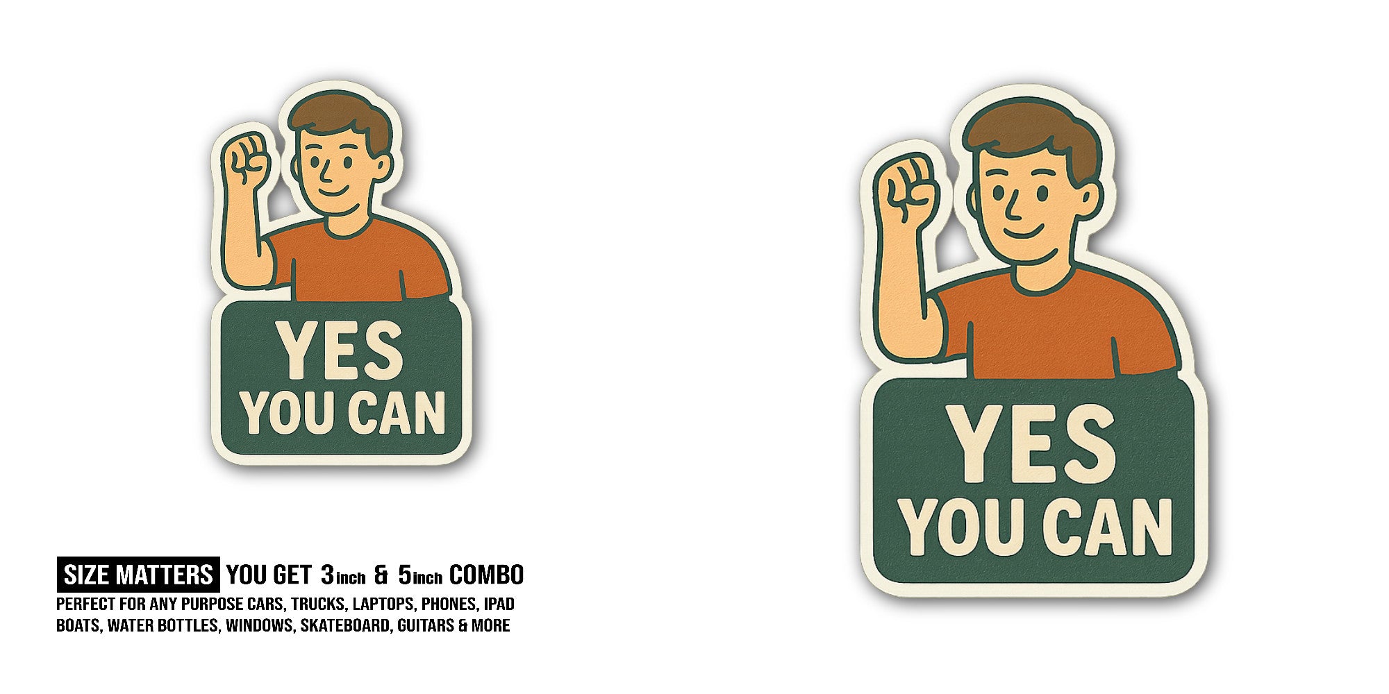 YES  Sticker, Waterproof Vinyl Decal Sticker Indoor Or Outdoor 2 (Pieces) 3" and 5"