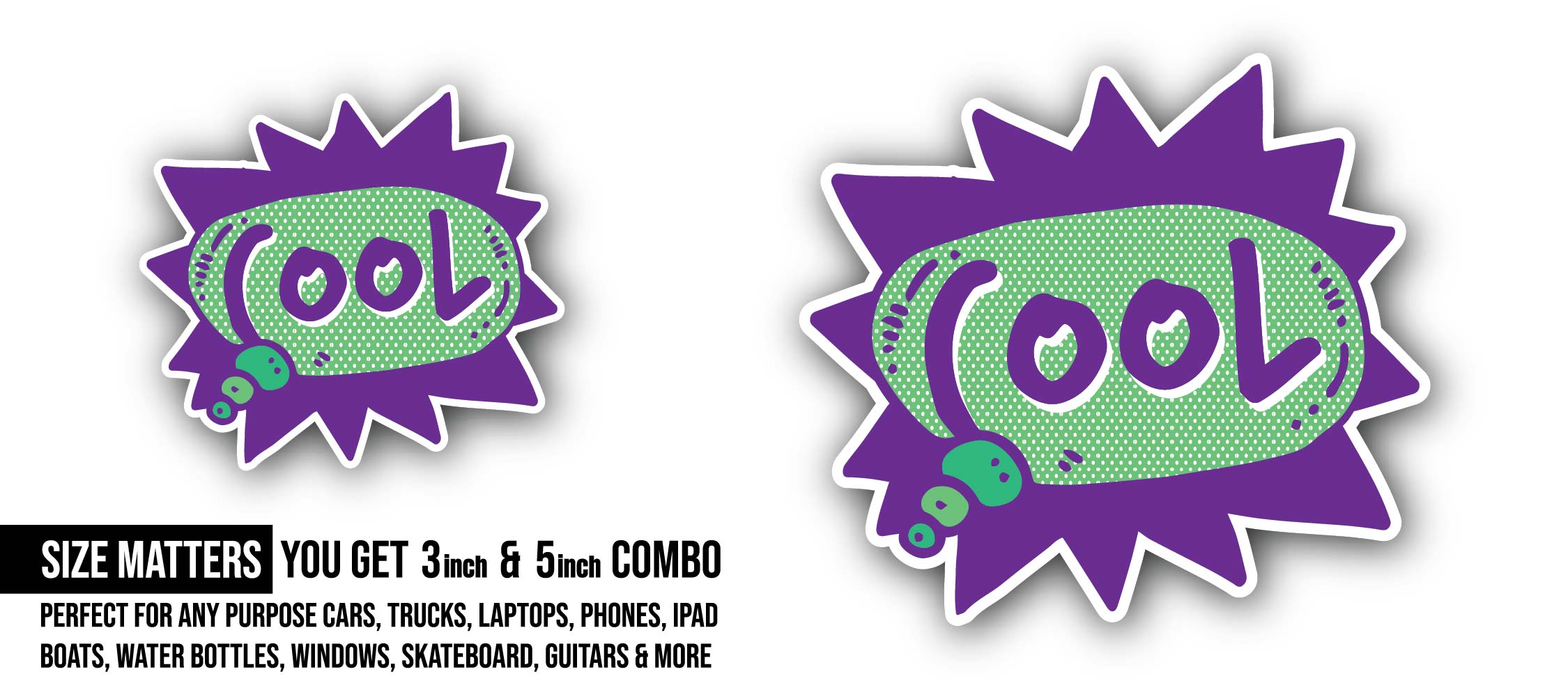 Cool Text Message Sticker, Waterproof Vinyl Decal Sticker Indoor Or Outdoor 2 (Pieces) 3" and 5"