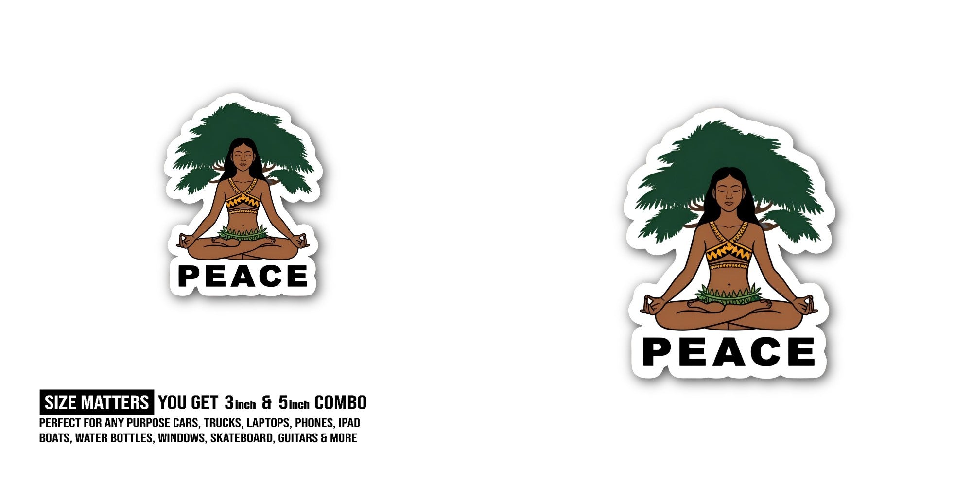 PEACE Cute Girl  Sticker, Waterproof Vinyl Decal Sticker Indoor Or Outdoor 2 (Pieces) 3" and 5"