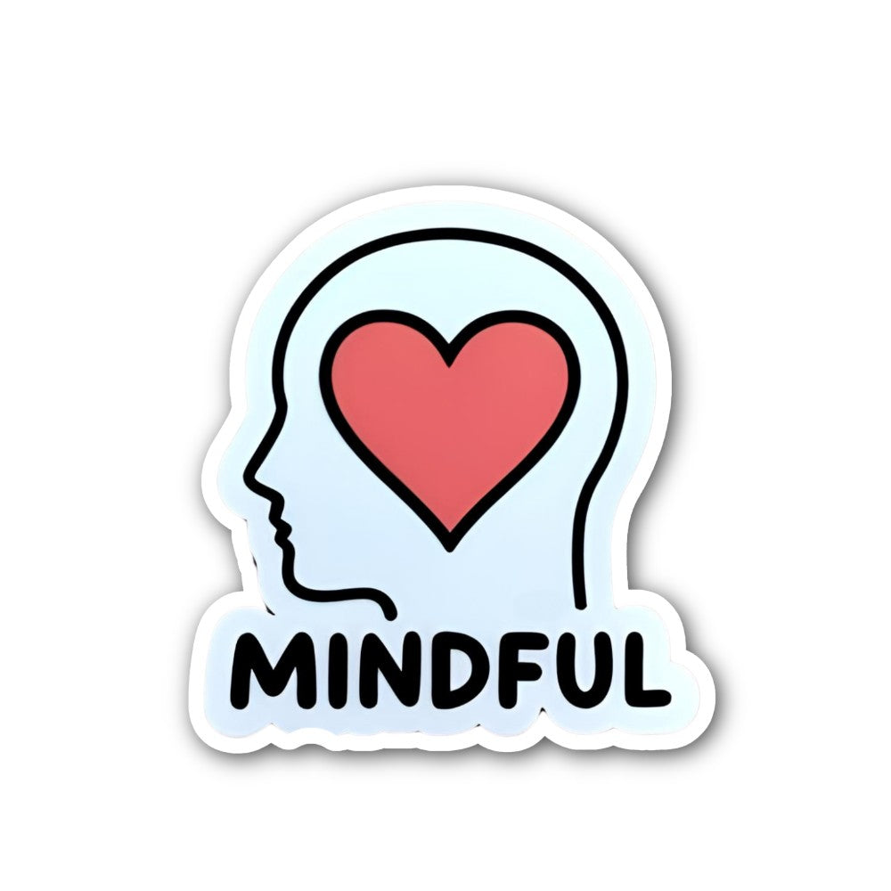 MINDFUL Red Heart  Sticker, Waterproof Vinyl Decal Sticker Indoor Or Outdoor 2 (Pieces) 3" and 5