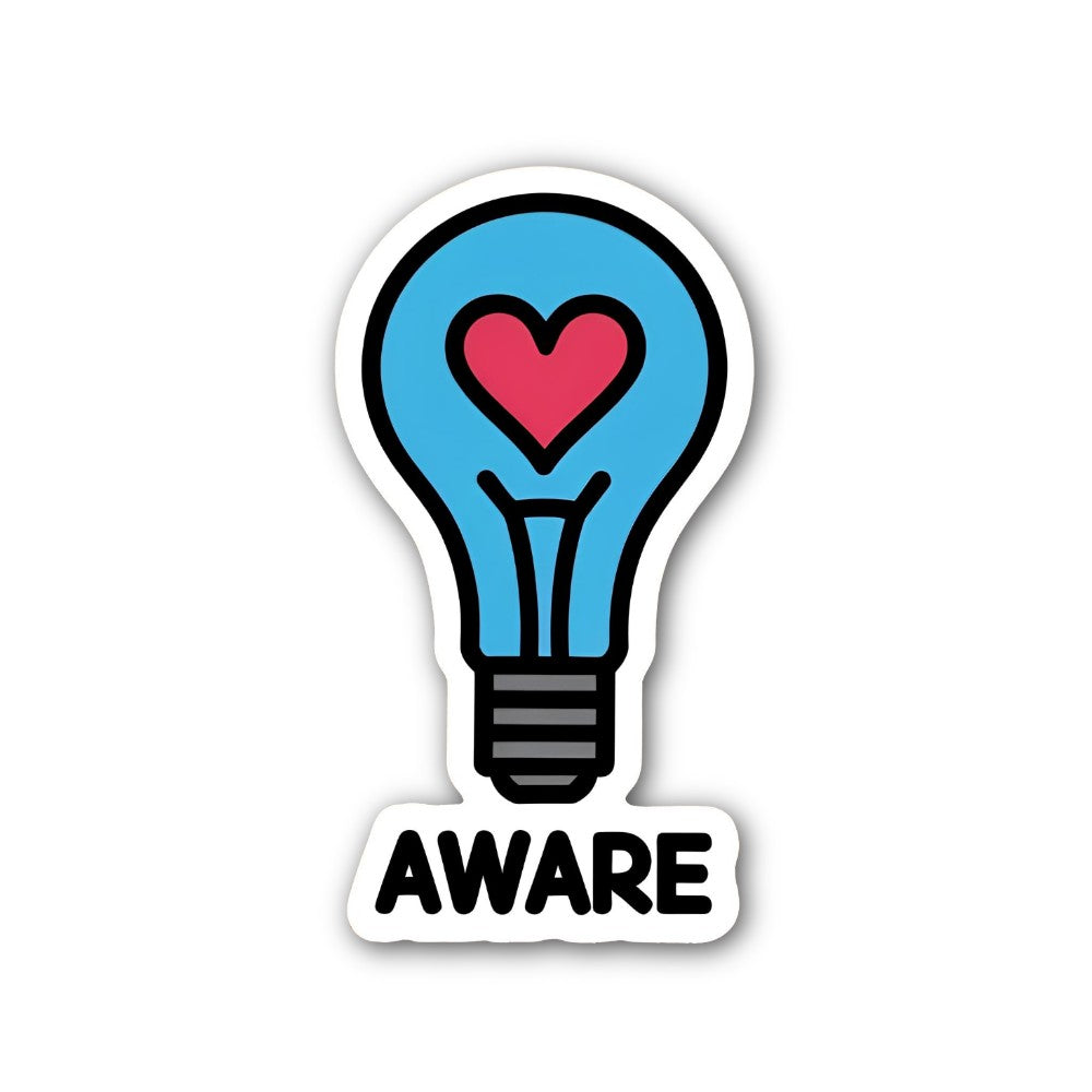 AWARE Blue Colour Light bulb Sticker, Waterproof Vinyl Decal Sticker Indoor Or Outdoor 2 (Pieces) 3" and 5"