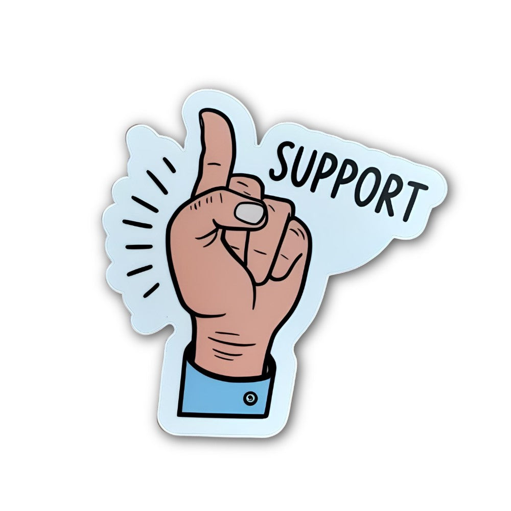 SUPPORT Funny Hand Sticker, Waterproof Vinyl Decal Sticker Indoor Or Outdoor 2 (Pieces) 3" and 5"