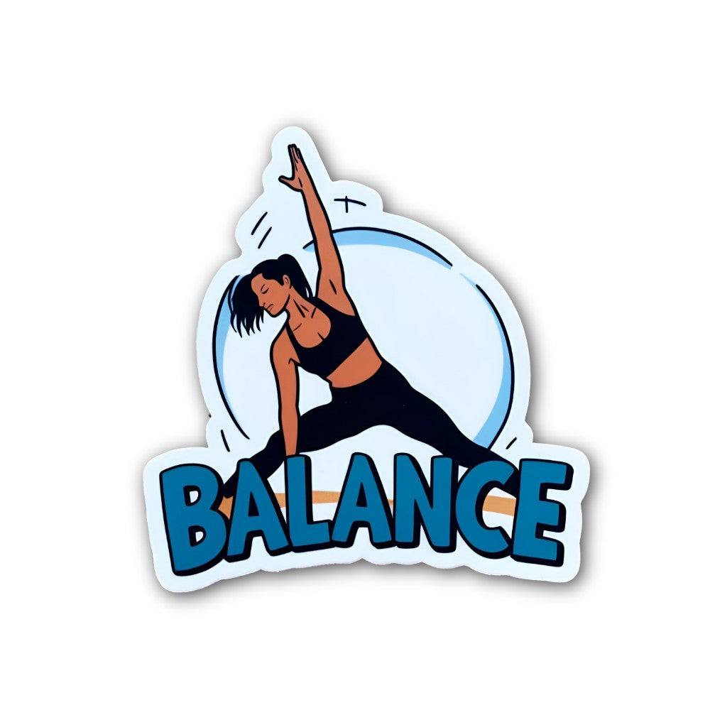 BALANCE Yoga Girl Sticker, Waterproof Vinyl Decal Sticker Indoor Or Outdoor 2 (Pieces) 3" and 5"