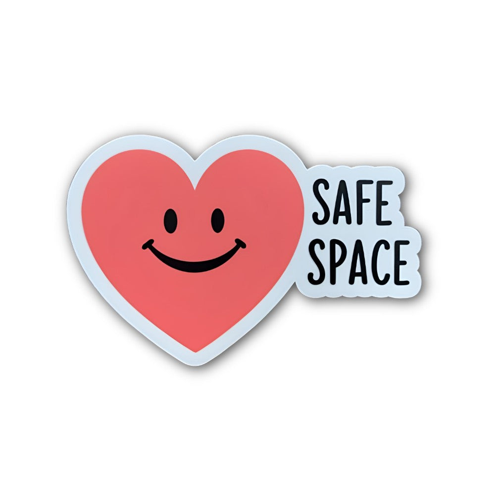 SAFE SPACE Cute Heart  Sticker, Waterproof Vinyl Decal Sticker Indoor Or Outdoor 2 (Pieces) 3" and 5"