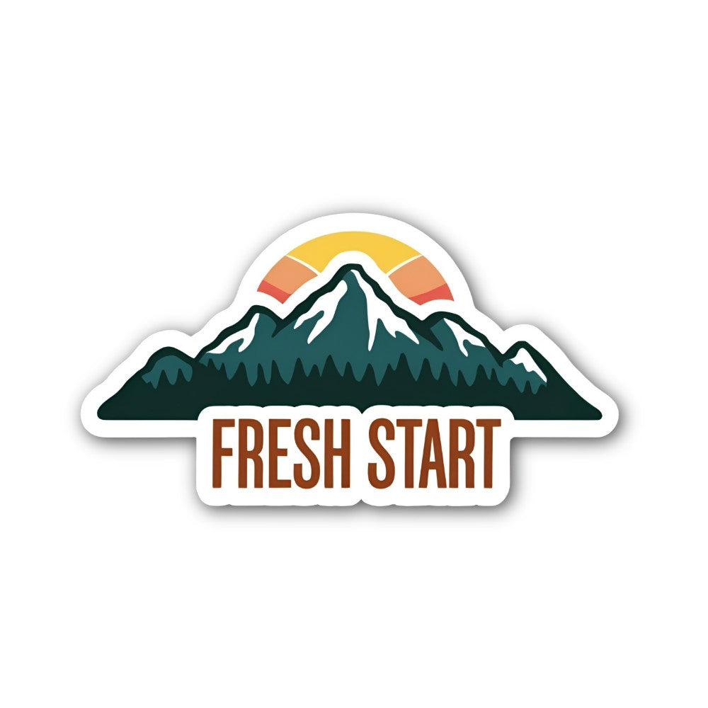 Fresh Start Sunset Sticker, Waterproof Vinyl Decal Sticker Indoor Or Outdoor 2 (Pieces) 3" and 5"