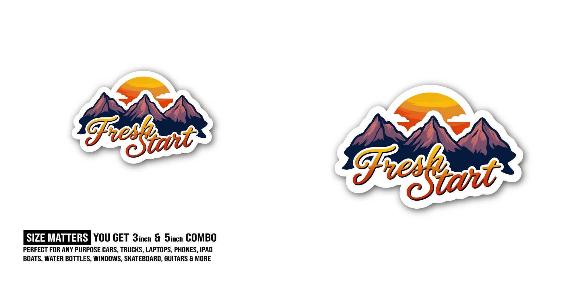 Fresh Stant High mountain Sticker, Waterproof Vinyl Decal Sticker Indoor Or Outdoor 2 (Pieces) 3" and 5"
