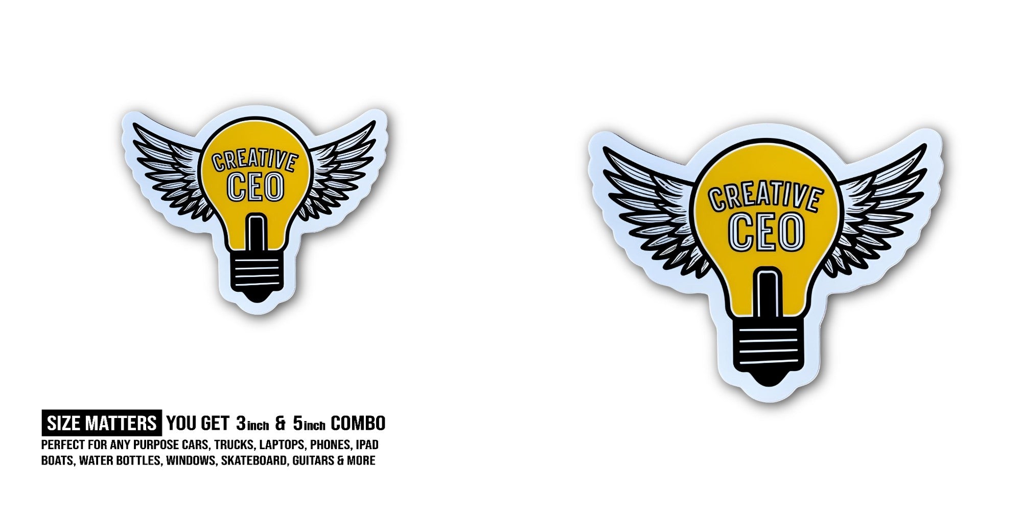 Creative Ceo Sticker, Waterproof Vinyl Decal Sticker Indoor Or Outdoor 2 (Pieces) 3" and 5"