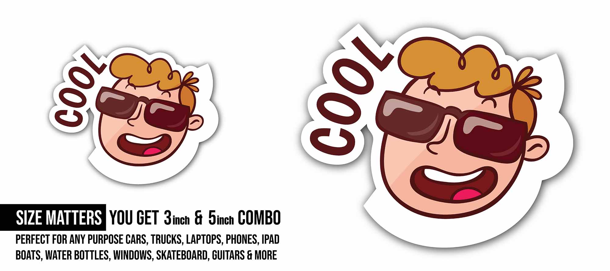 Cute Baby boy Sticker, Waterproof Vinyl Decal Sticker Indoor Or Outdoor 2 (Pieces) 3" and 5"