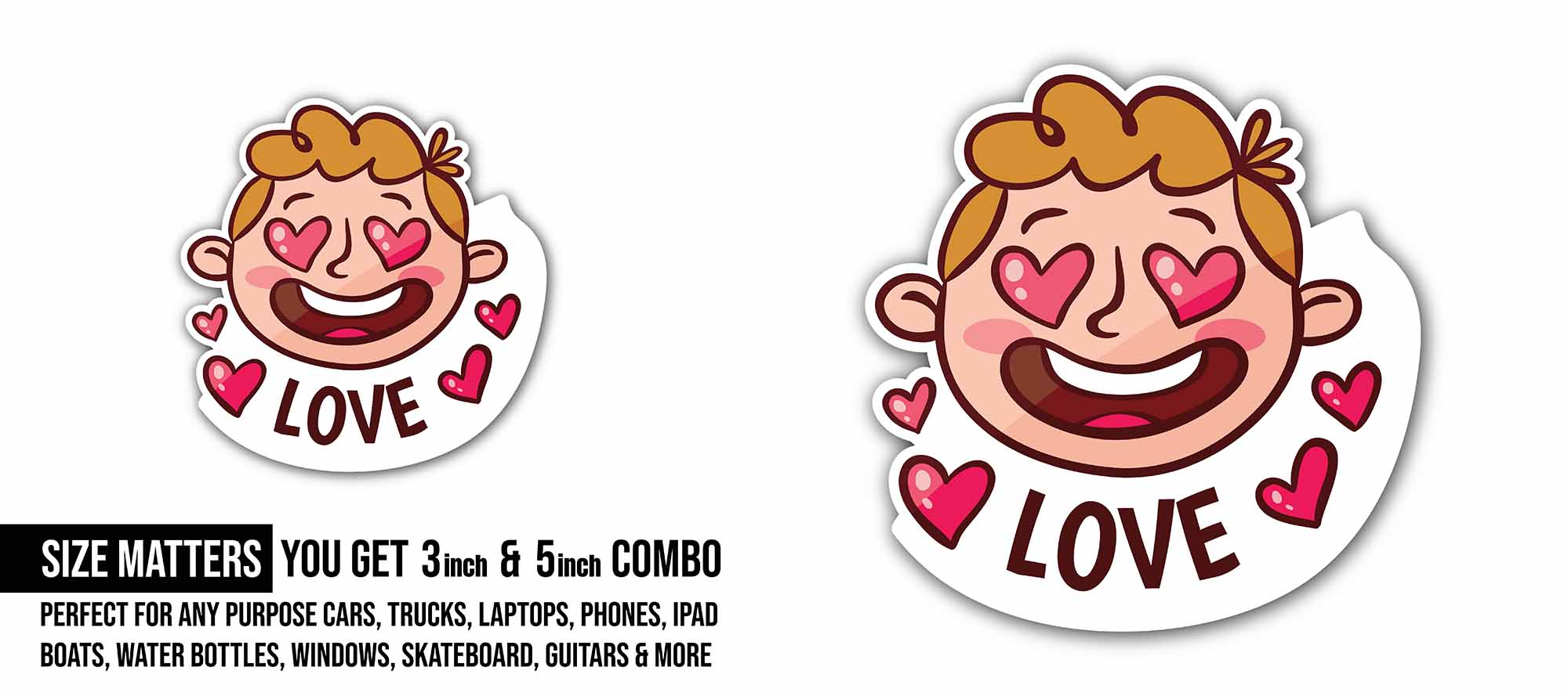 Love Cute Baby Sticker, Waterproof Vinyl Decal Sticker Indoor Or Outdoor 2 (Pieces) 3" and 5"