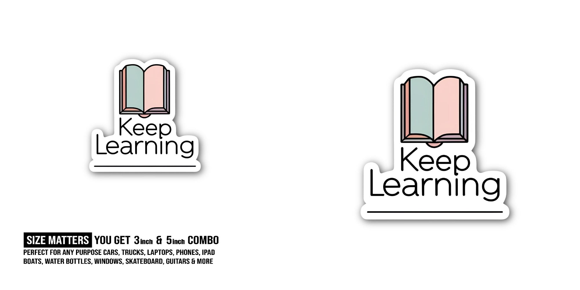 Colorful Book Sticker, Waterproof Vinyl Decal Sticker Indoor Or Outdoor 2 (Pieces) 3" and 5"