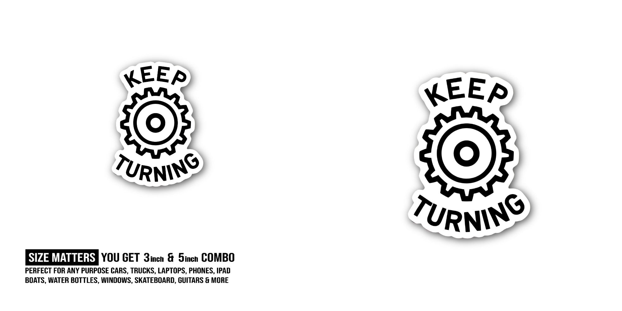 KEE TURNING Sticker, Waterproof Vinyl Decal Sticker Indoor Or Outdoor 2 (Pieces) 3" and 5"