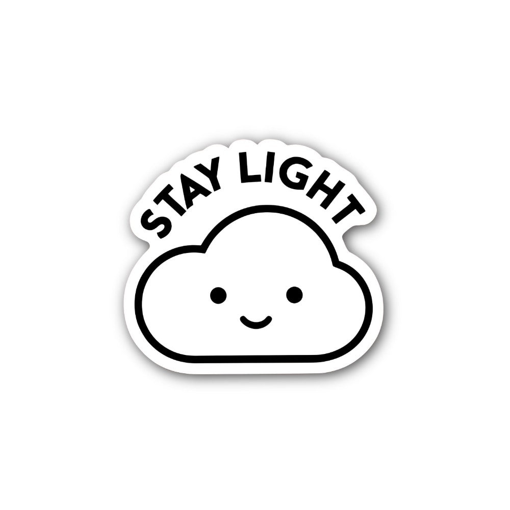 STAY LIGHT & cloud face Sticker, Waterproof Vinyl Decal Sticker Indoor Or Outdoor 2 (Pieces) 3" and 5"