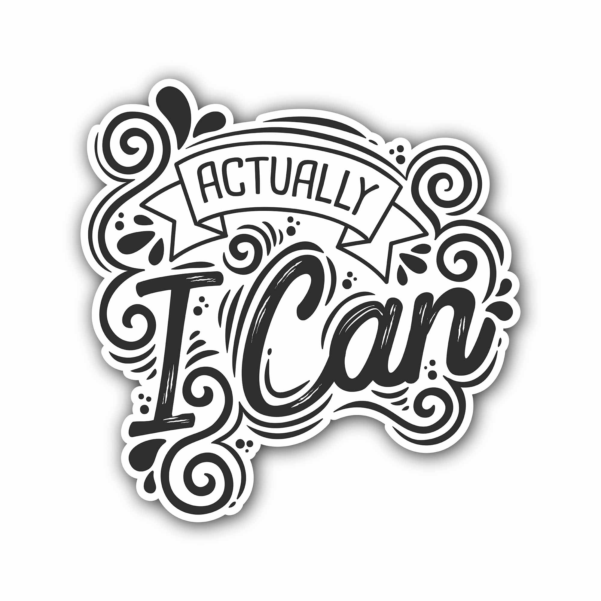 Actually I can Sticker, Waterproof Vinyl Decal Sticker Indoor Or Outdoor 2 (Pieces) 3" and 5"