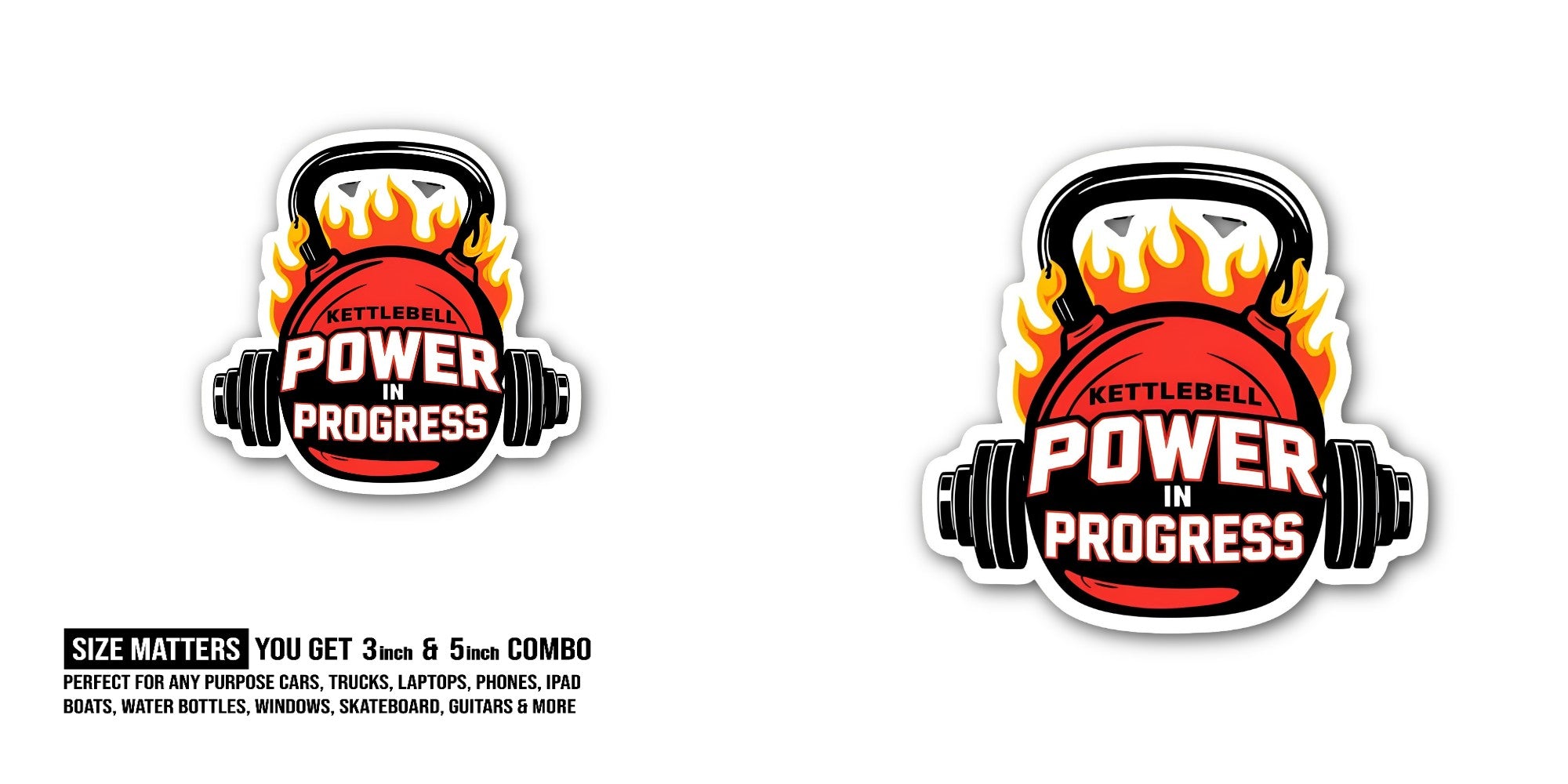 POWER IN PROGRESS Sticker, Waterproof Vinyl Decal Sticker Indoor Or Outdoor 2 (Pieces) 3" and 5"
