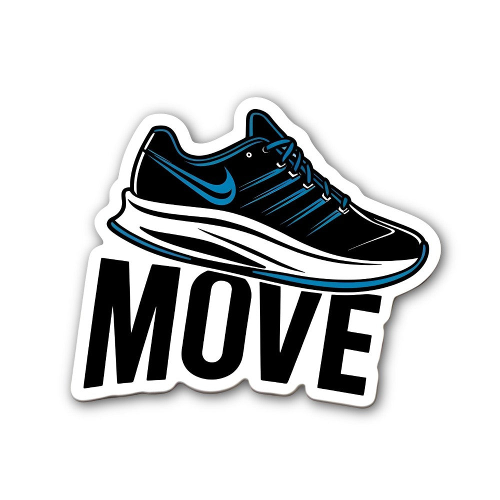 MOVE To Sports Shoes Sticker, Waterproof Vinyl Decal Sticker Indoor Or Outdoor 2 (Pieces) 3" and 5"