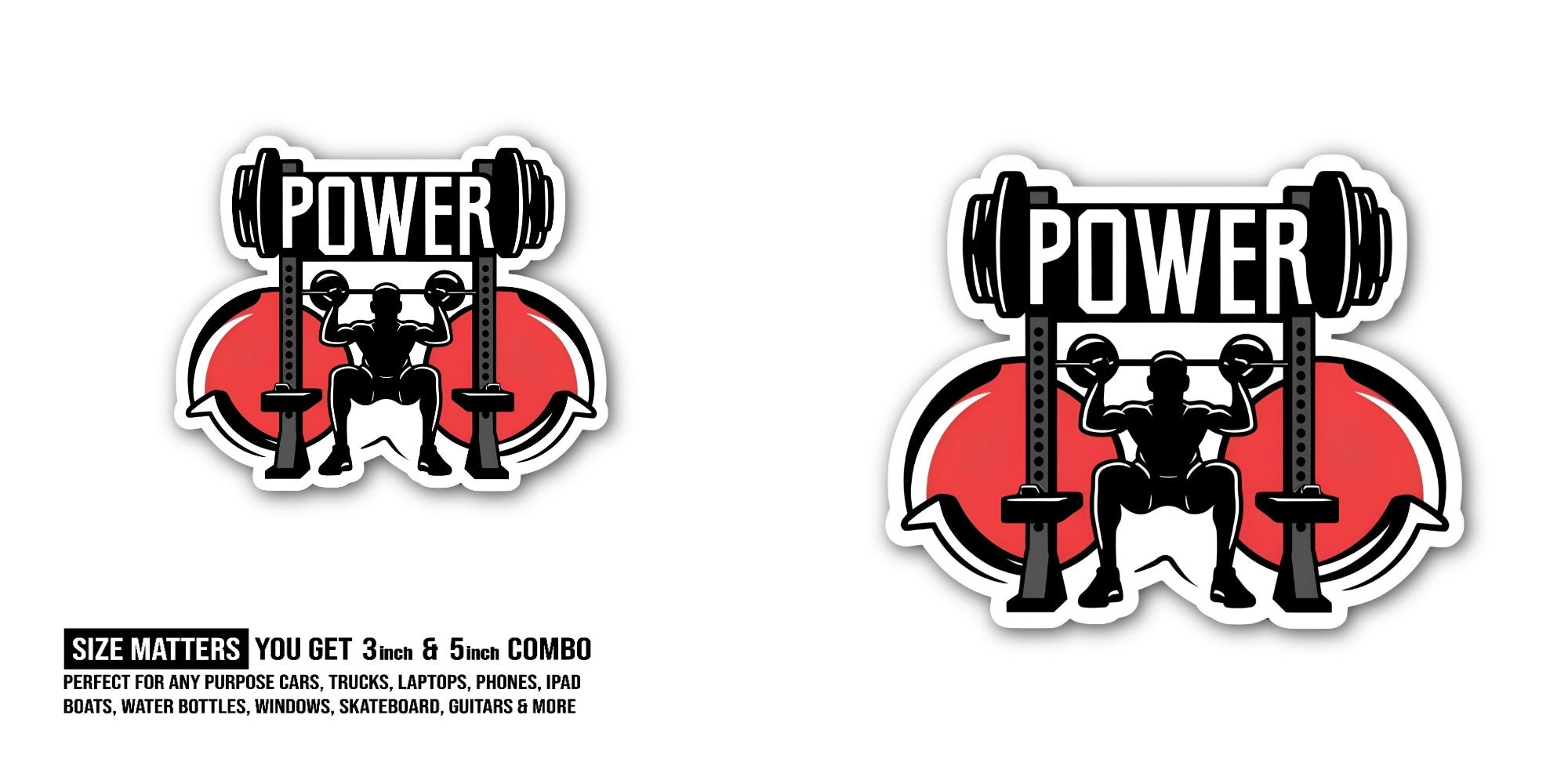 POWER Black Man Sticker, Waterproof Vinyl Decal Sticker Indoor Or Outdoor 2 (Pieces) 3" and 5"