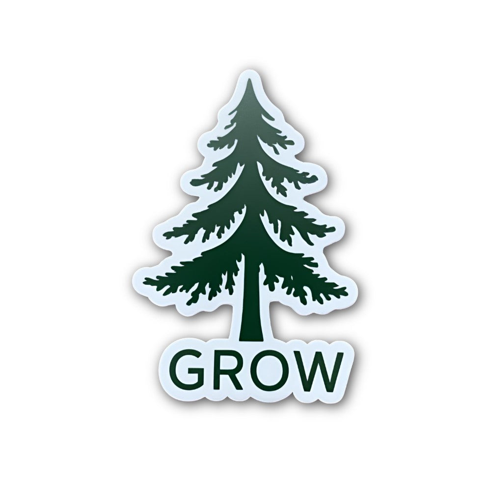 GROW Beautiful Pine Tree Sticker, Waterproof Vinyl Decal Sticker Indoor Or Outdoor 2 (Pieces) 3" and 5"