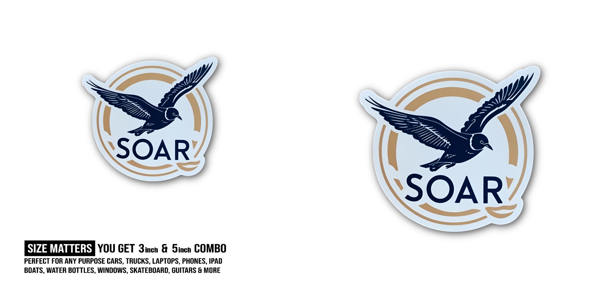 S0AR Circle Shape Sticker, Waterproof Vinyl Decal Sticker Indoor Or Outdoor 2 (Pieces) 3" and 5"