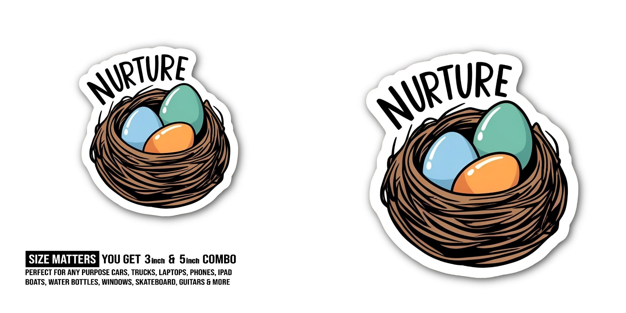 NURTURE Colorful Eggs Sticker, Waterproof Vinyl Decal Sticker Indoor Or Outdoor 2 (Pieces) 3" and 5"