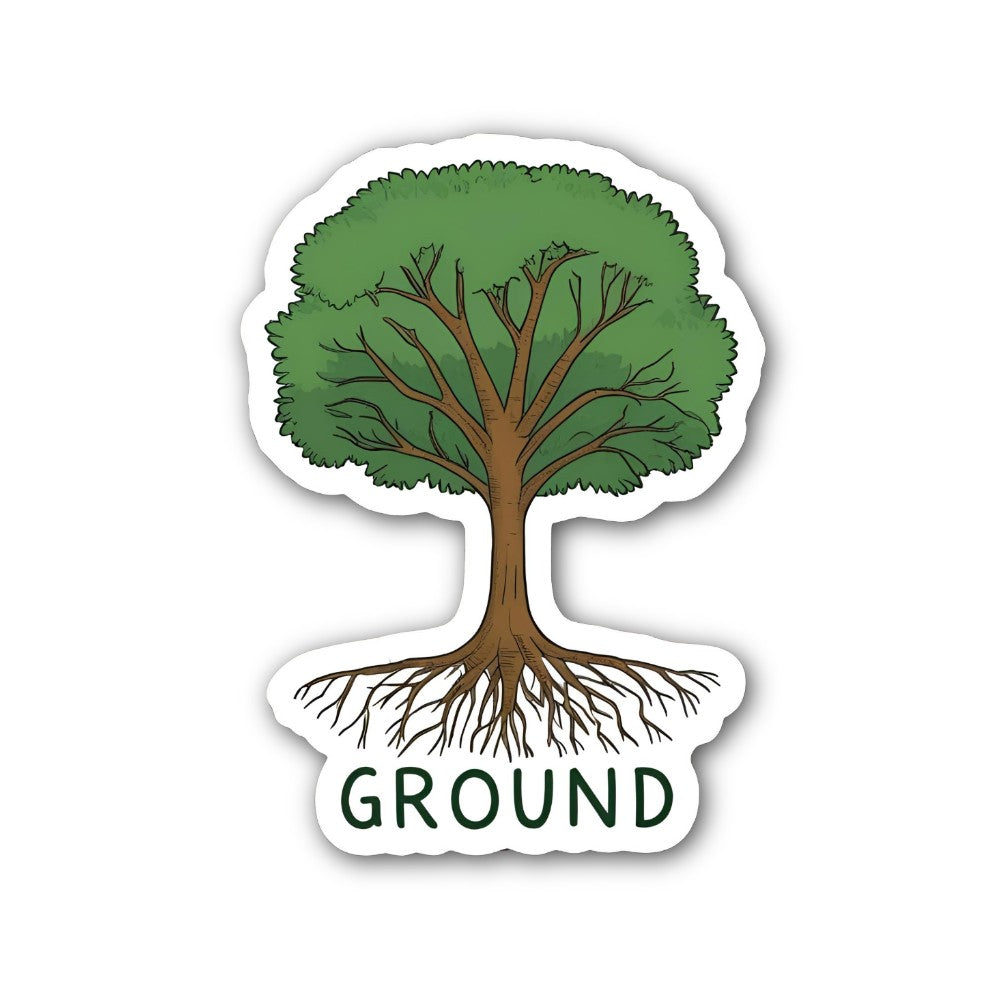 GROUND Tree and roots Sticker, Waterproof Vinyl Decal Sticker Indoor Or Outdoor 2 (Pieces) 3" and 5"