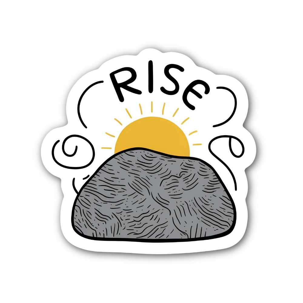 RISE Cute Sun & Stone Sticker, Waterproof Vinyl Decal Sticker Indoor Or Outdoor 2 (Pieces) 3" and 5"