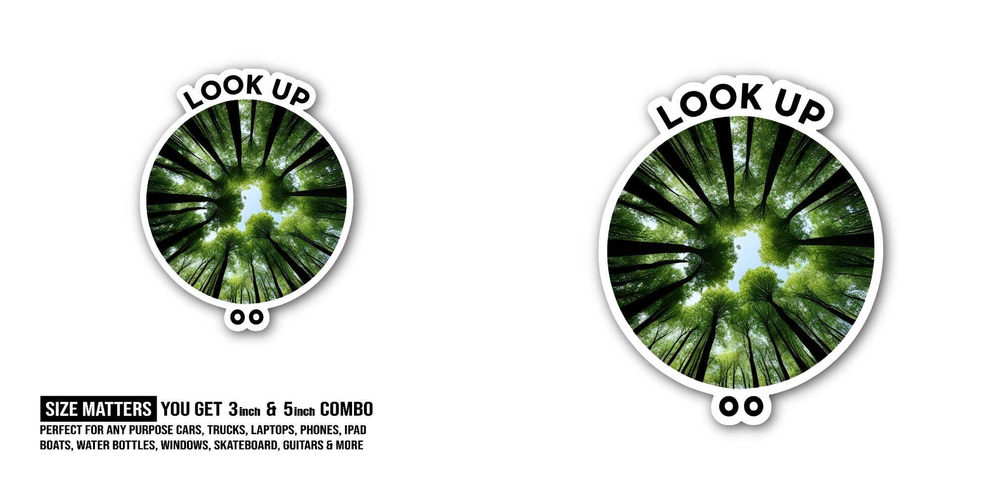 LOOK UP Beautiful Leaf Area Sticker, Waterproof Vinyl Decal Sticker Indoor Or Outdoor 2 (Pieces) 3" and 5"