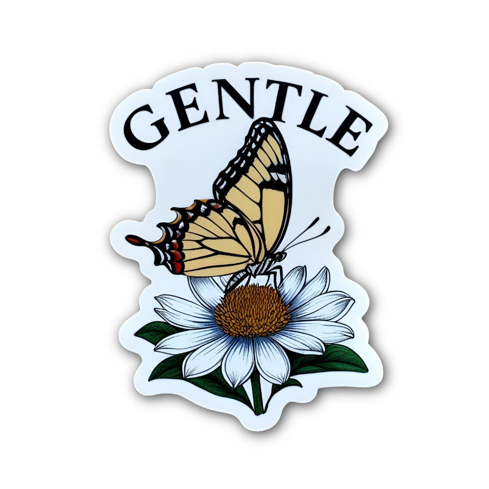 GENTLE Yellow Butterfly Sticker, Waterproof Vinyl Decal Sticker Indoor Or Outdoor 2 (Pieces) 3" and 5"