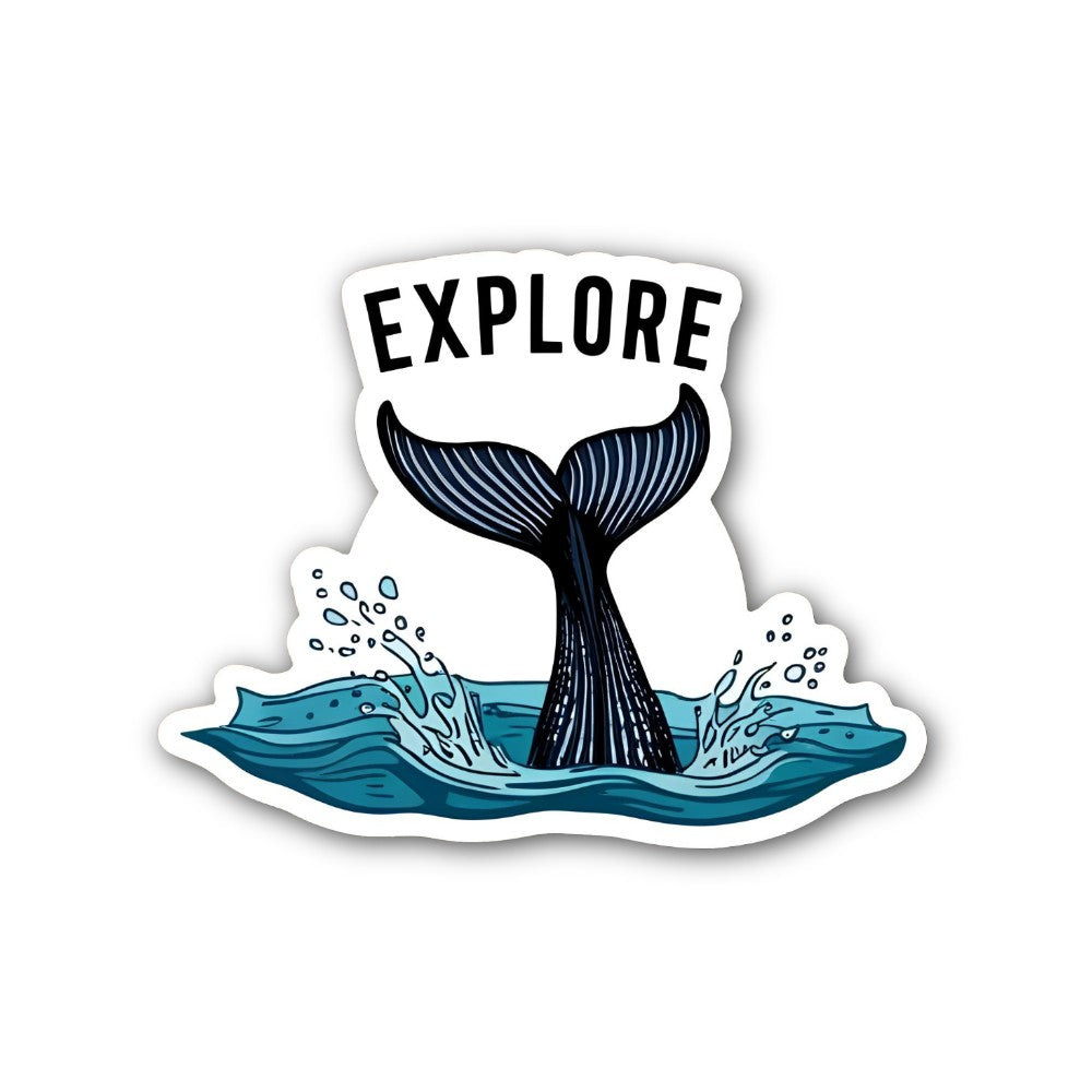 EXPLORE Cute Whale Tail Sticker, Waterproof Vinyl Decal Sticker Indoor Or Outdoor 2 (Pieces) 3" and 5"