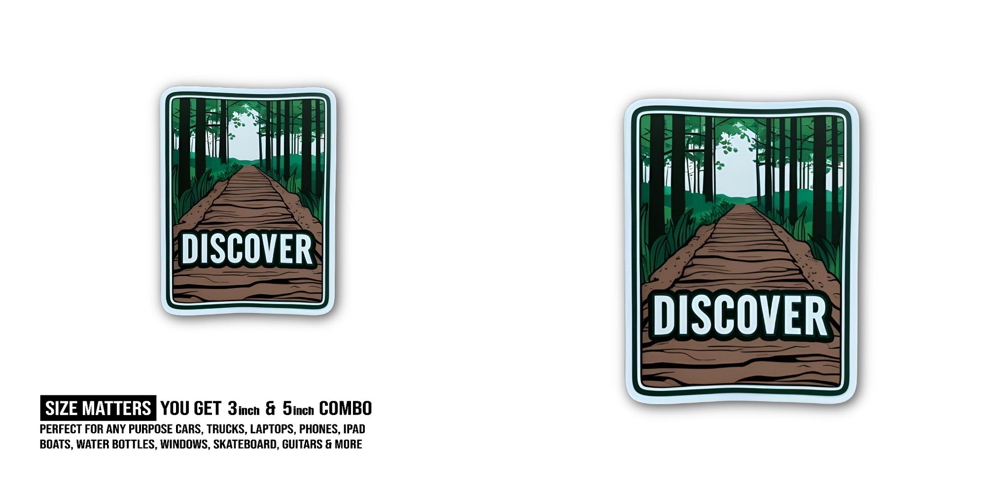 DISCOVER Sticker, Waterproof Vinyl Decal Sticker Indoor Or Outdoor 2 (Pieces) 3" and 5"