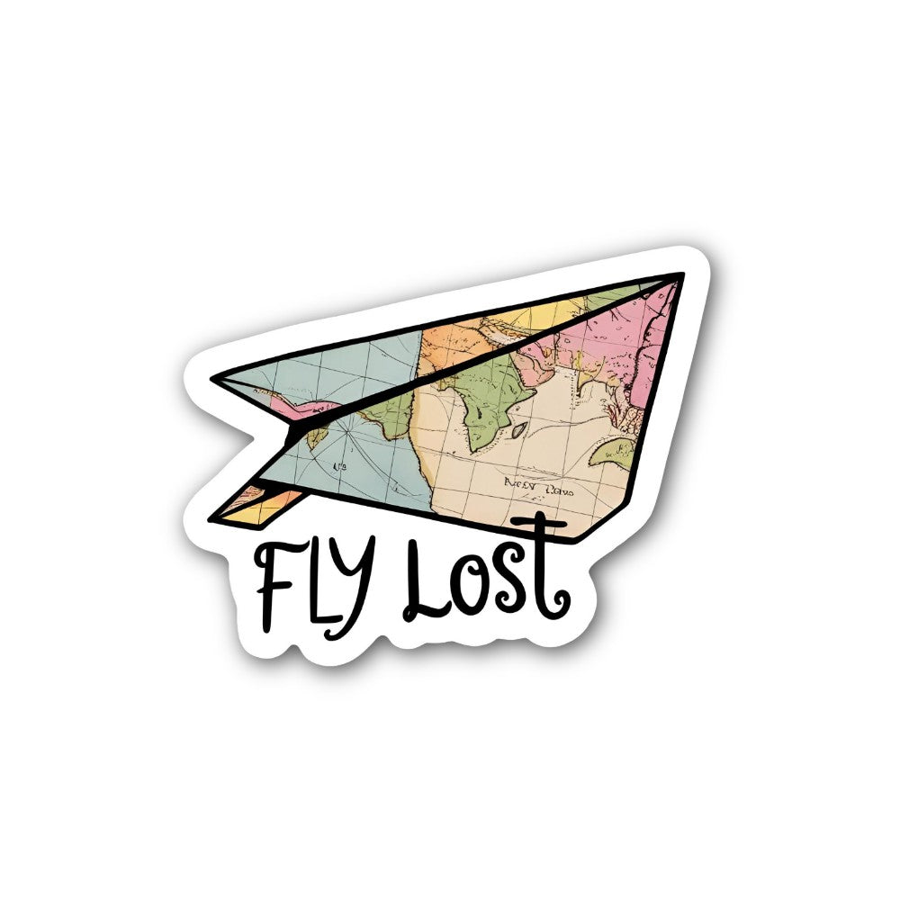 FLY Lost Colourful Paper Rocket Sticker, Waterproof Vinyl Decal Sticker Indoor Or Outdoor 2 (Pieces) 3" and 5"